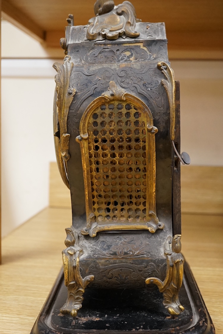 A mid 19th century Louis XV style boulle clock, the dial inscribed Grohé, 37cm high